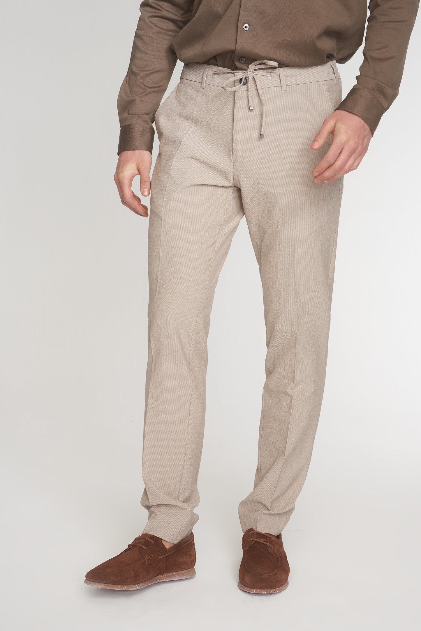 Beige Drawstring Trousers