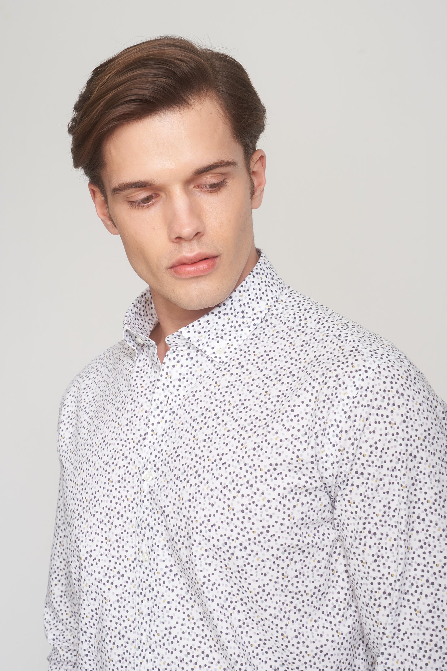 Grey White Dotted Shirt