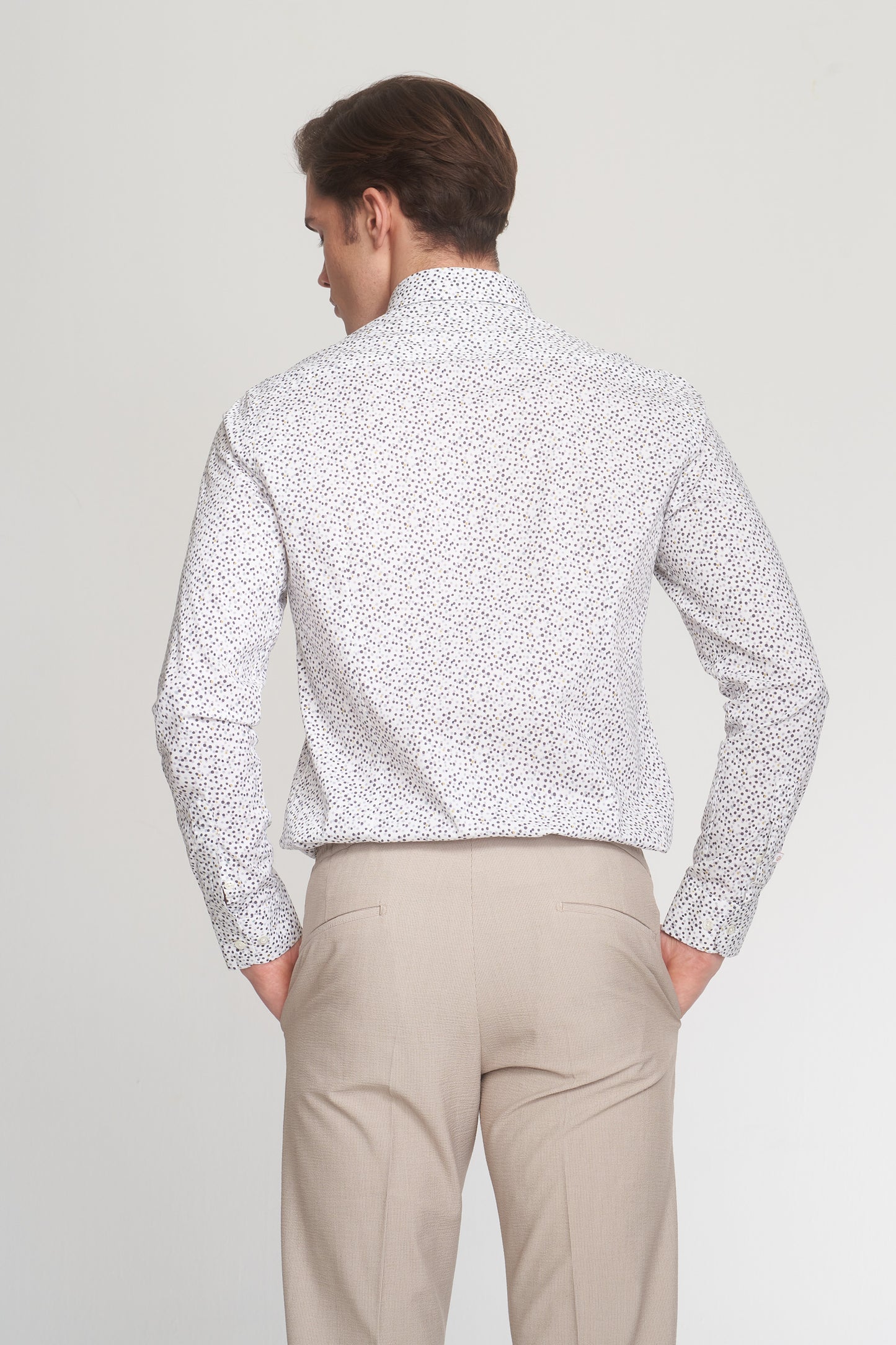 Grey White Dotted Shirt