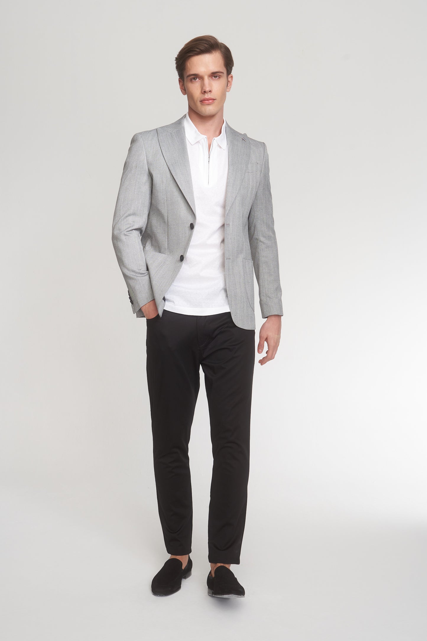 Black Cotton Slim Fit Trousers