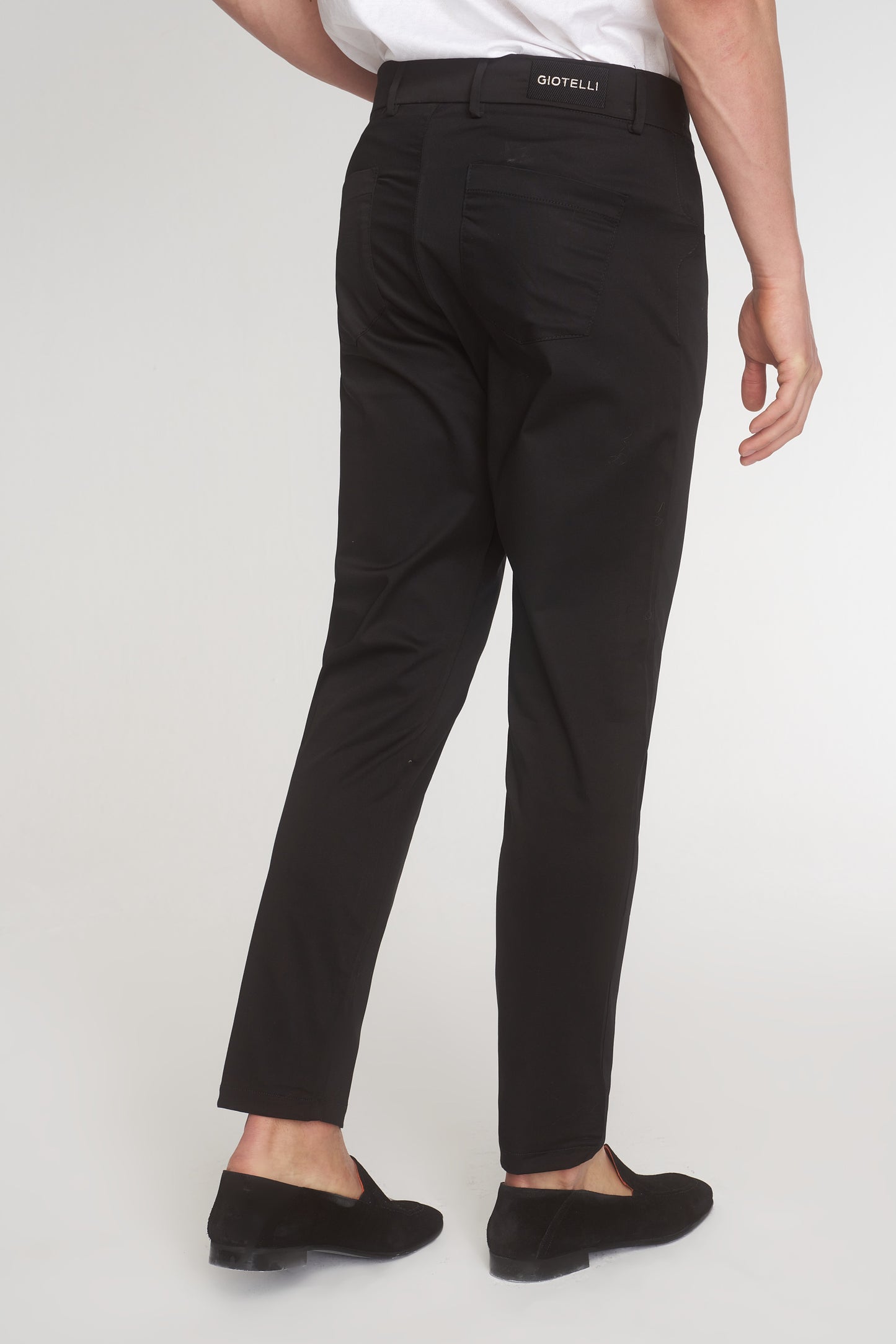 Black Cotton Slim Fit Trousers