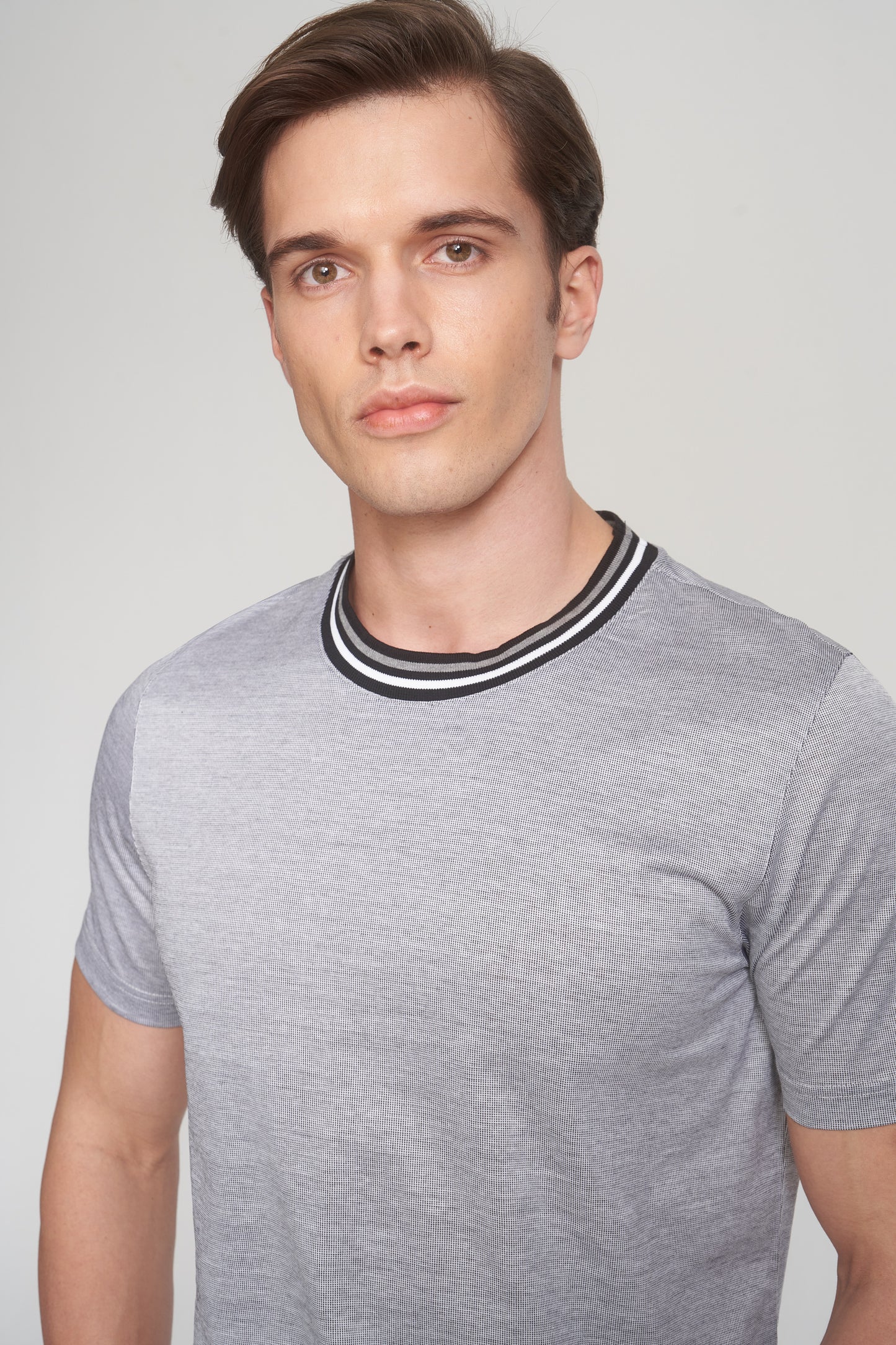 Black Mercerized Cotton Grey T-Shirt