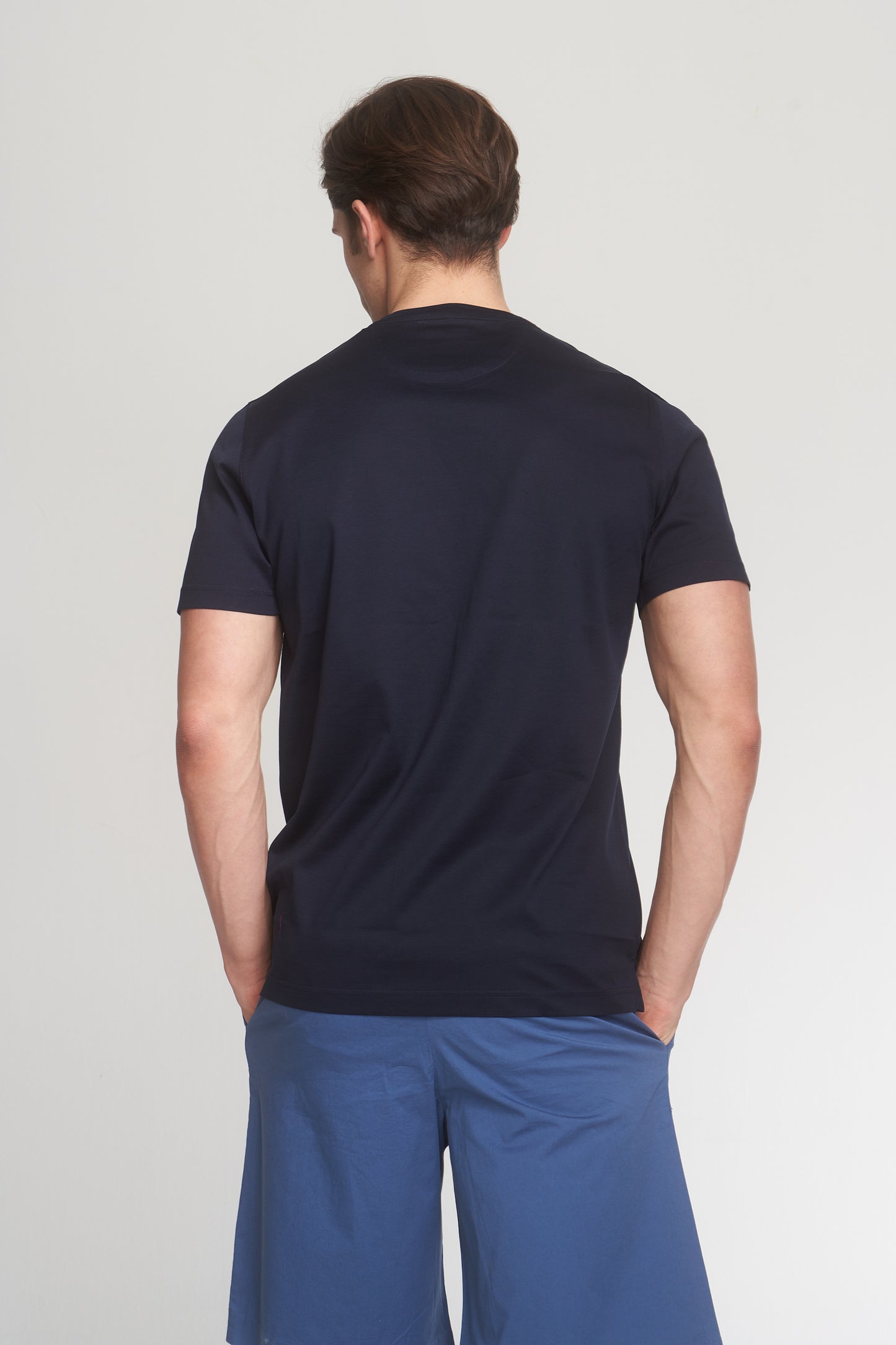 Navy Mercerized Cotton Graphic T-Shirt