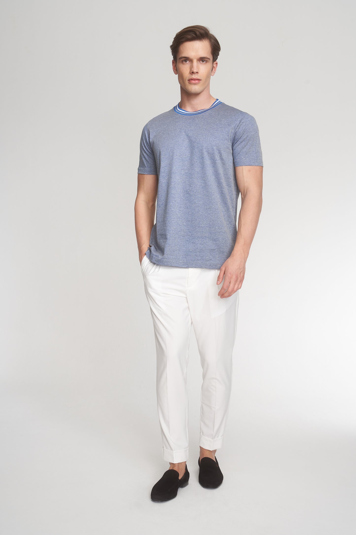 Indigo Mercerized Cotton T-Shirt