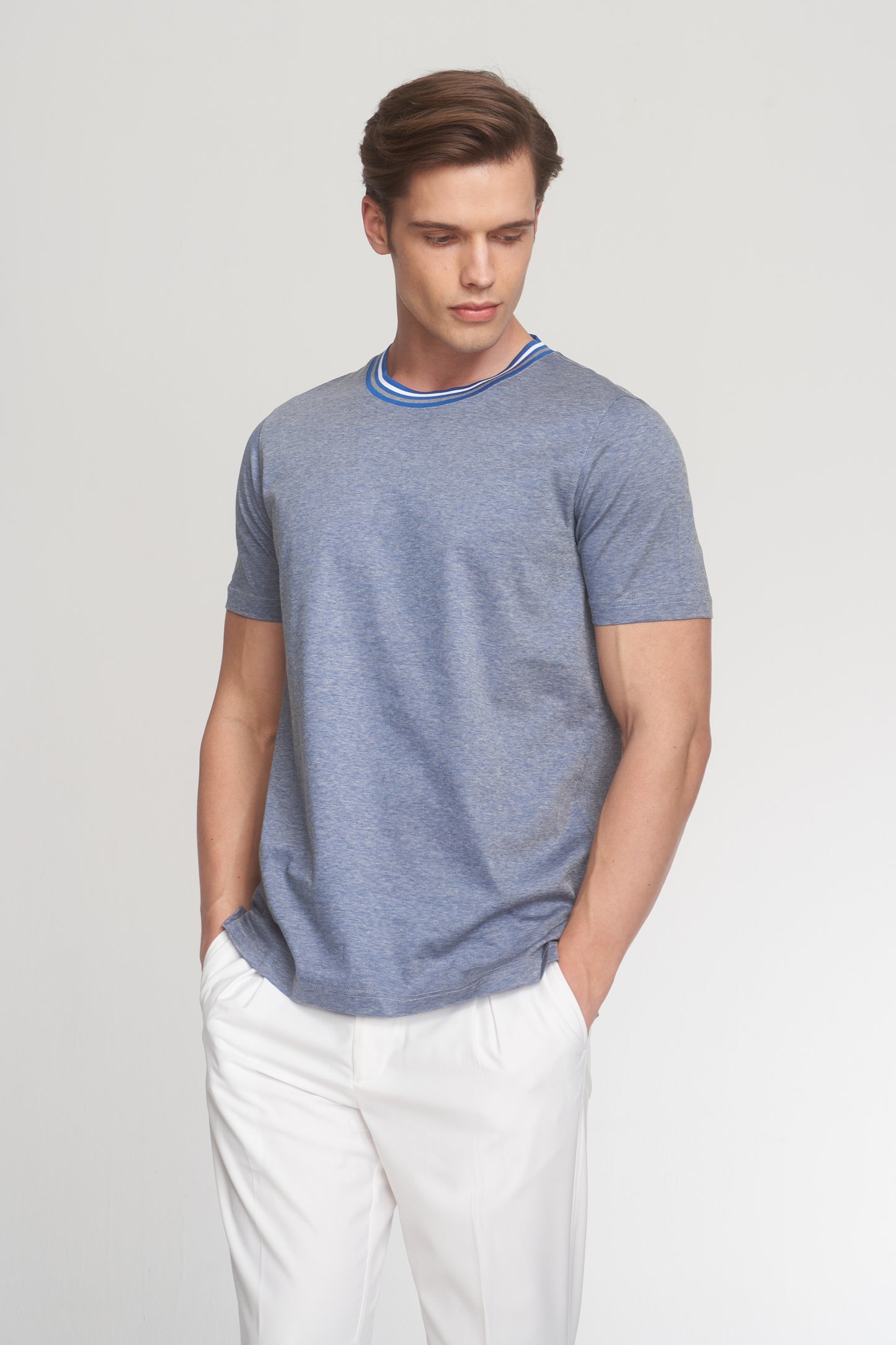 Indigo Mercerized Cotton T-Shirt