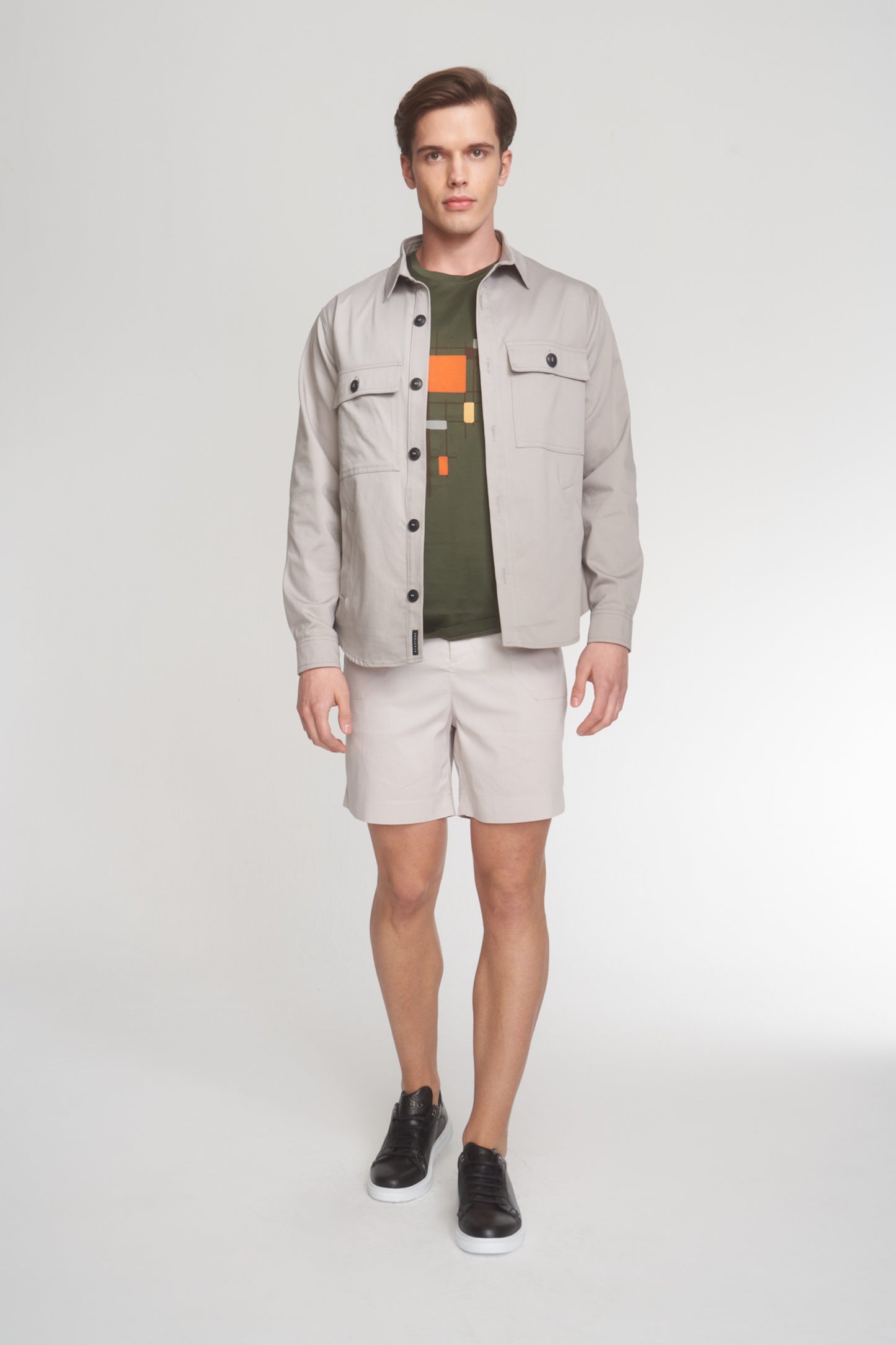 Beige Cotton Blend Shorts