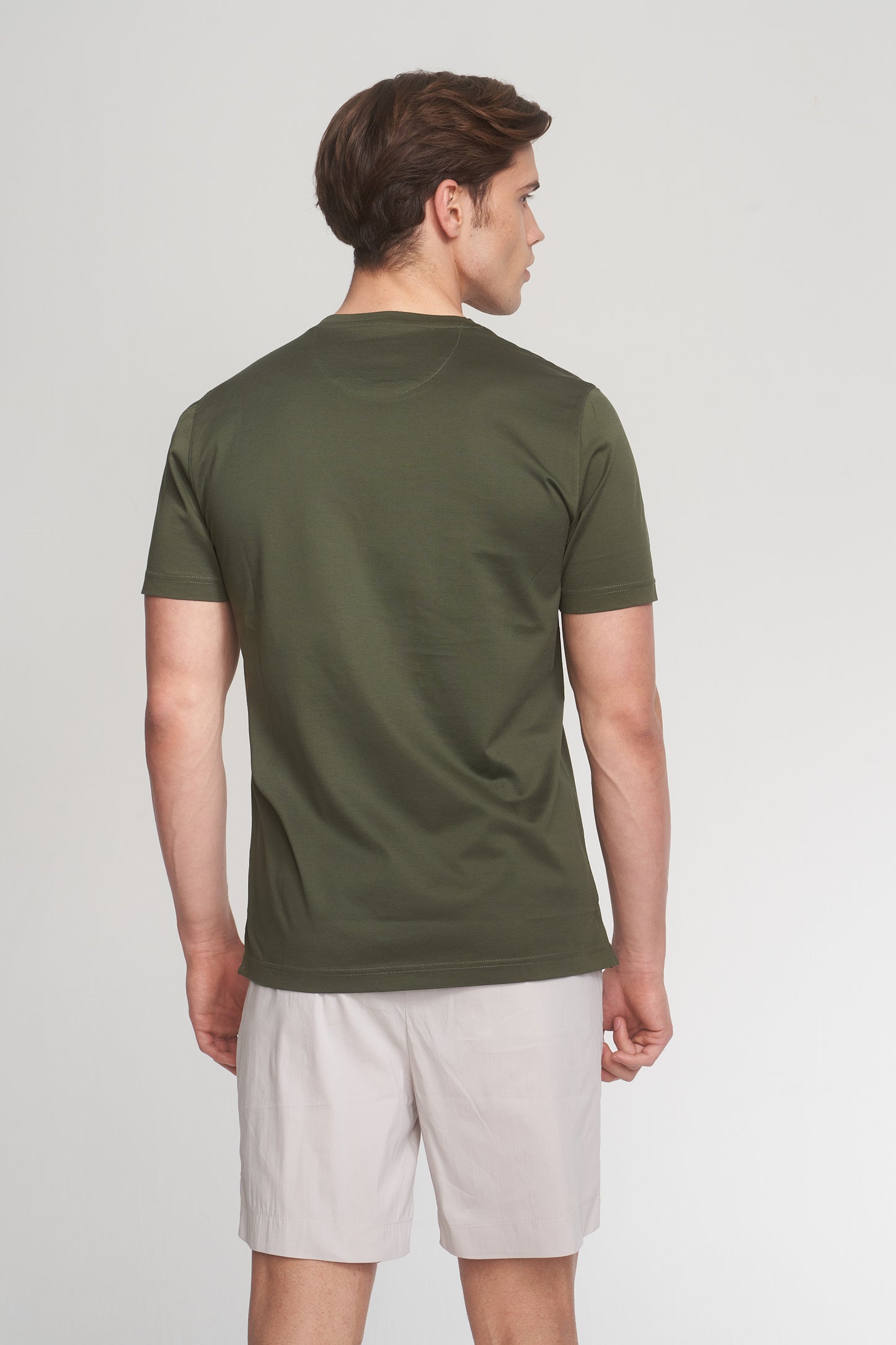Khaki Mercerized Cotton Graphic T-Shirt