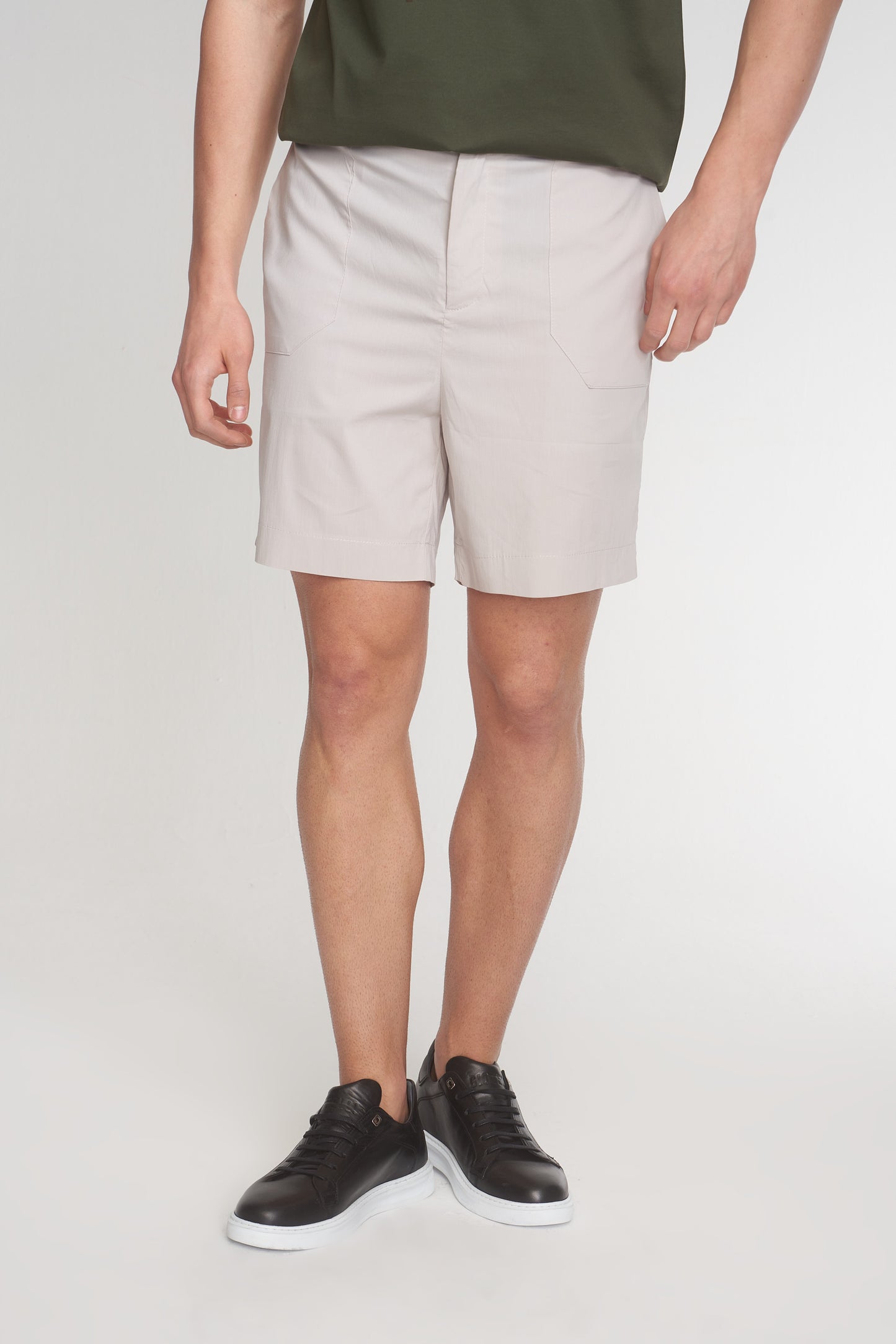 Beige Cotton Blend Shorts