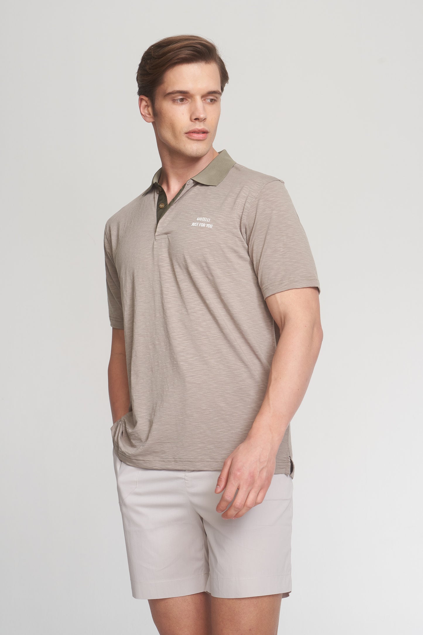 Light Khaki Mercerized Cotton Polo T-Shirt