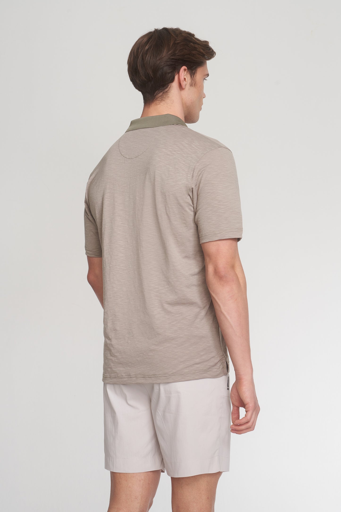 Light Khaki Mercerized Cotton Polo T-Shirt