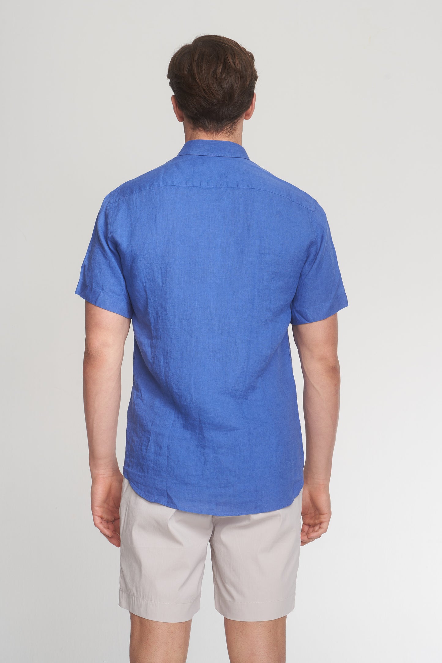 Light Navy Short Sleeve Linen Shirt