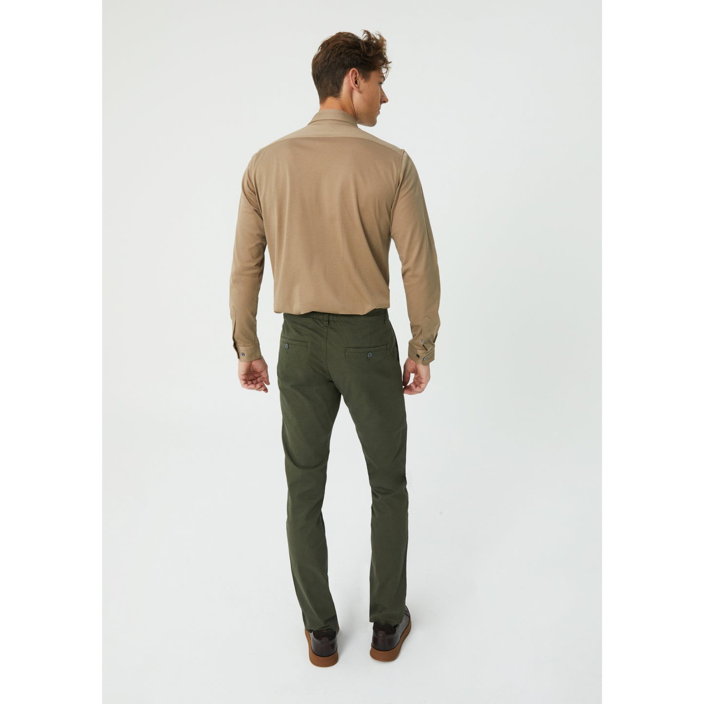 Light Brown Pique Cotton Knit Shirt