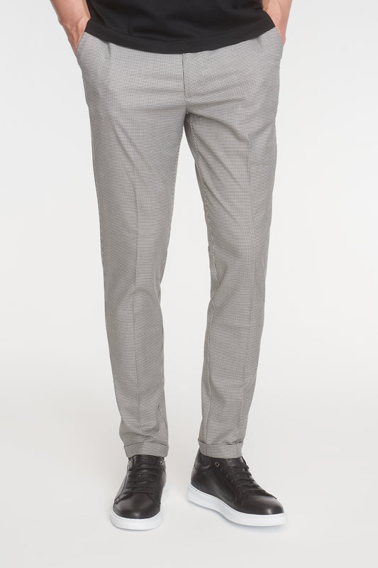 Grey - Black Checkered Slim Fit Trousers