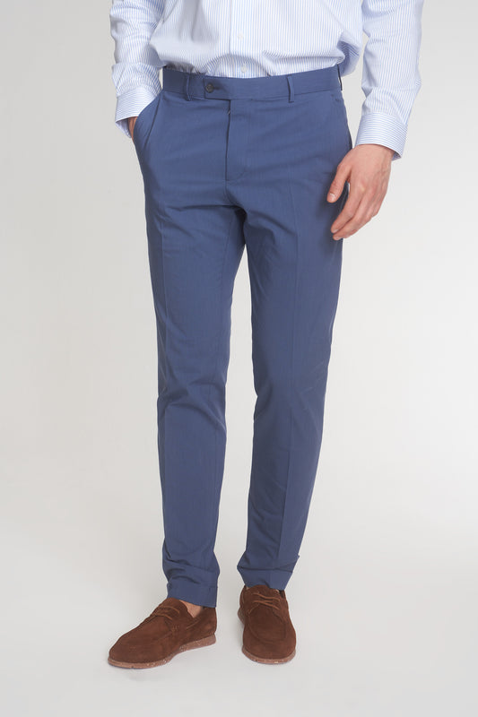 Navy Formal Cotton Blend Trousers