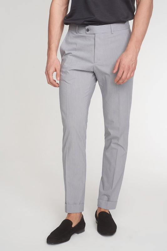 Grey Formal Cotton Blend Trousers