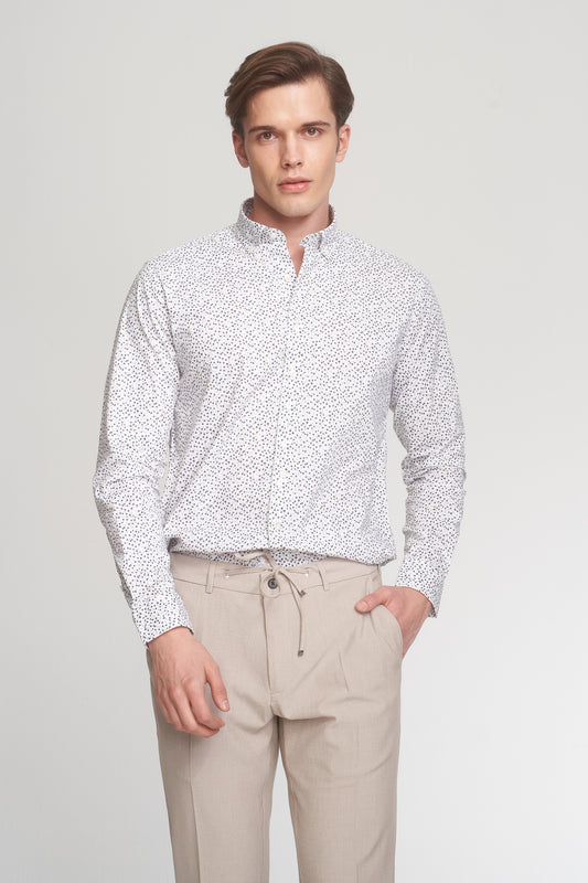Grey White Dotted Shirt