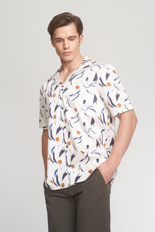 Beige Navy Oversized Weekend Shirt