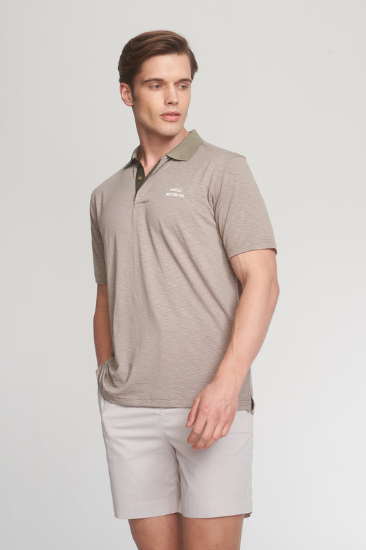 Light Khaki Mercerized Cotton Polo T-Shirt